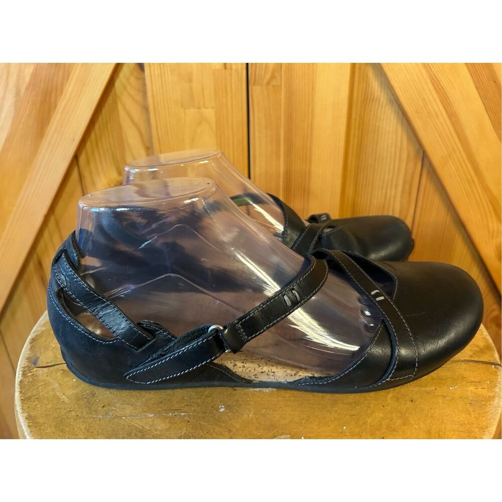 Ahnu Black Flats with Strap Detail